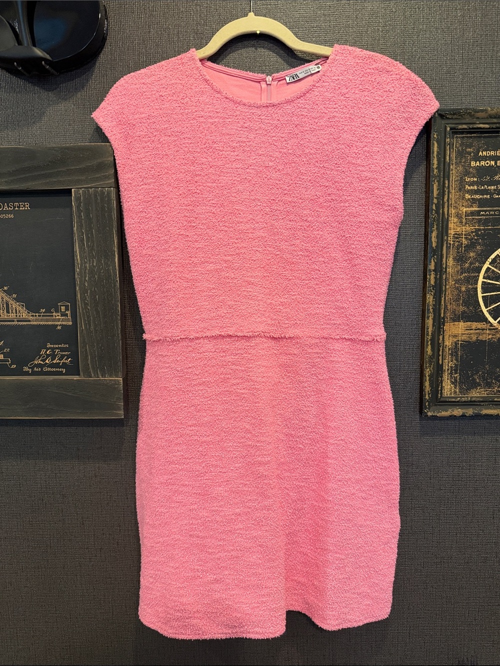 Zara Bubblegum Pink Short-Sleeve Textured Mini Dress
